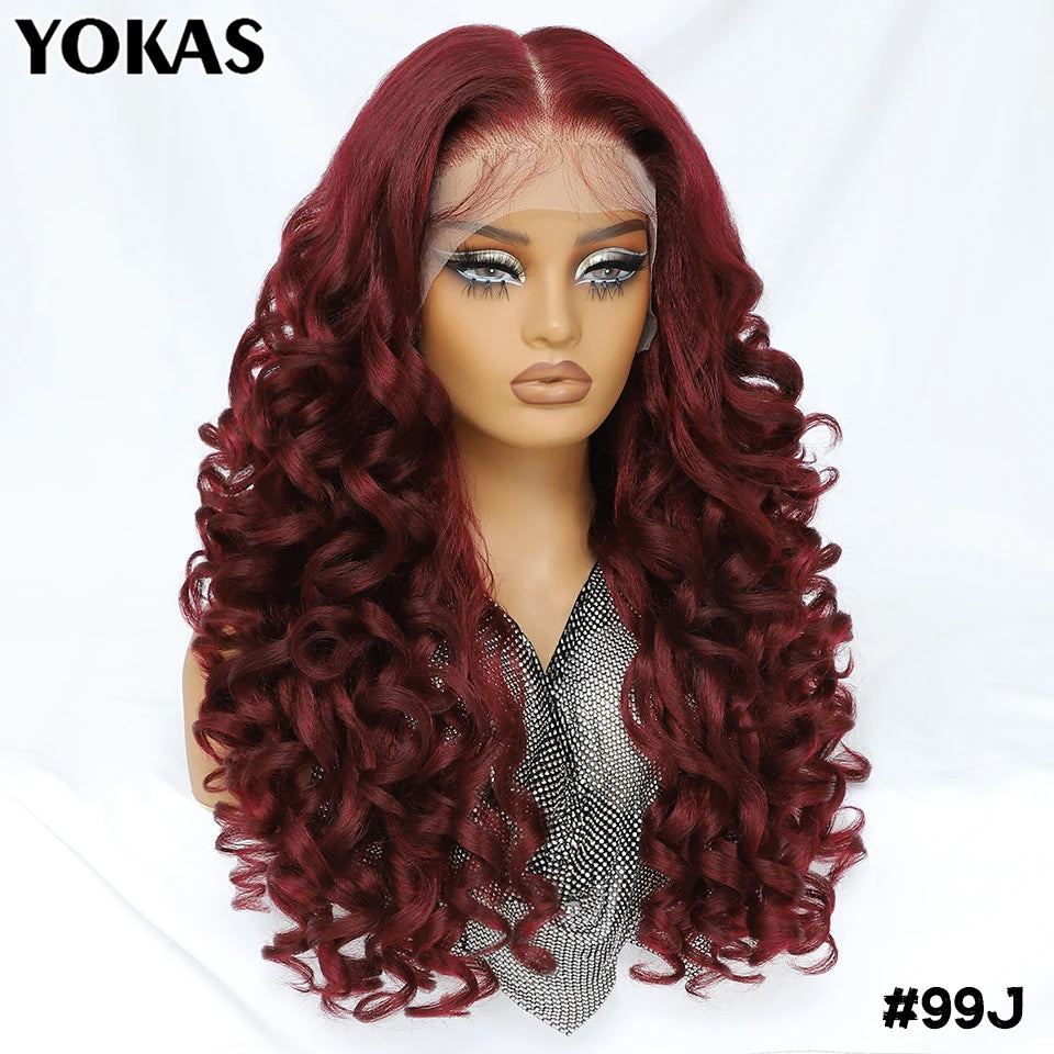 24 Inch Synthetic Lace Front Wigs For Afro Women Curly Afro Lace Front Wigs for Black Women High Temperature Fiber Wigs