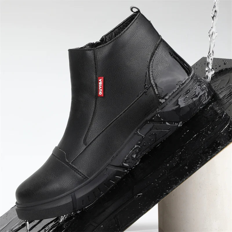 Latest Design Winter Plush Safety Boots Men Waterproof Steel Toe Indestructible Shoes Anti Smashing Puncture Proof Male Footwear