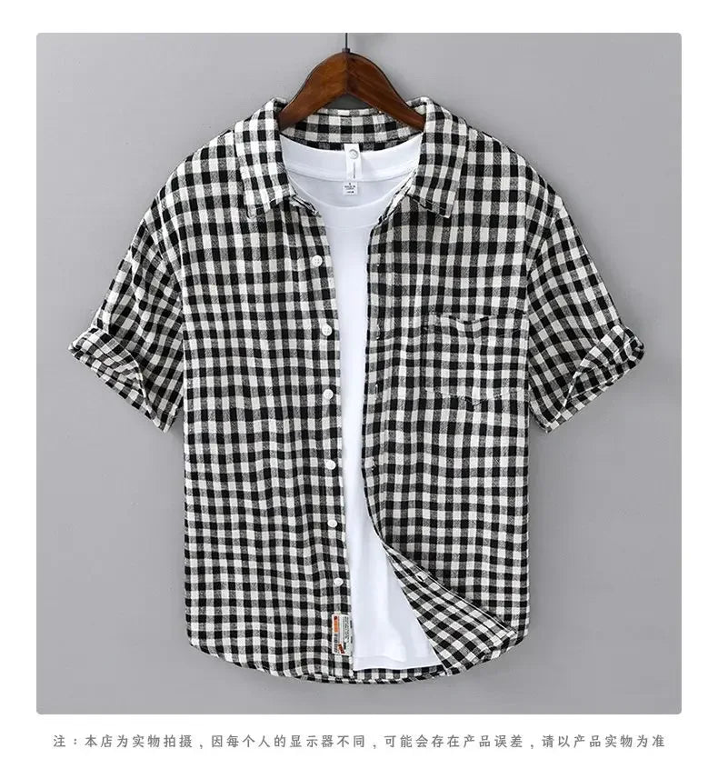 Shirt Short-sleeved Men's Summer 2025 New Trendy Brand Top Casual Lapel Youth High-end Feeling