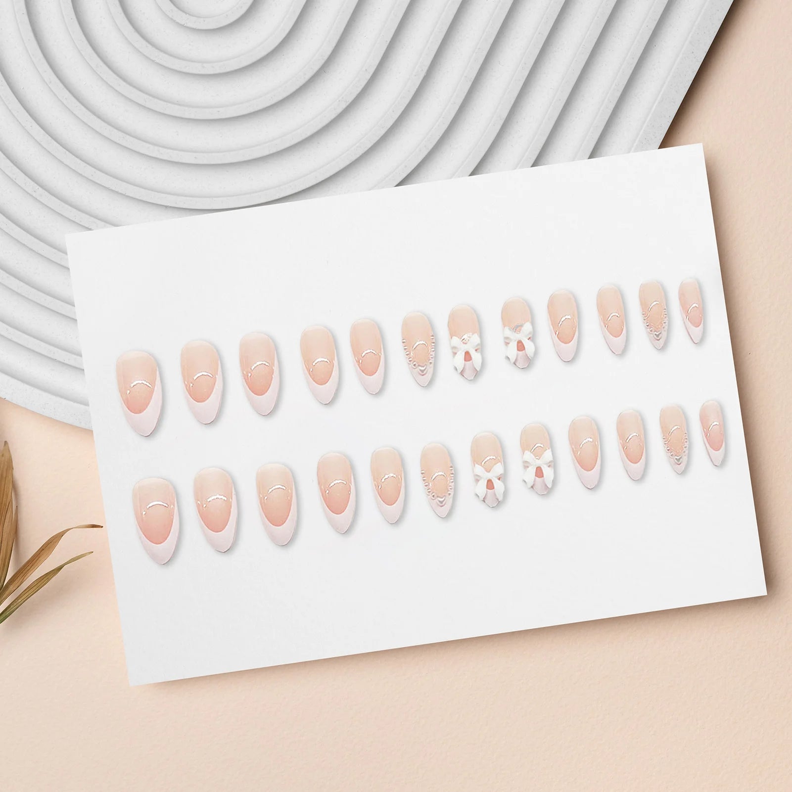 24pcs/1set Nude Press On Nails With White Tip Lightweight And Easy To Stick Fake Nail For Women And Girl Nail Salon Diy Nails