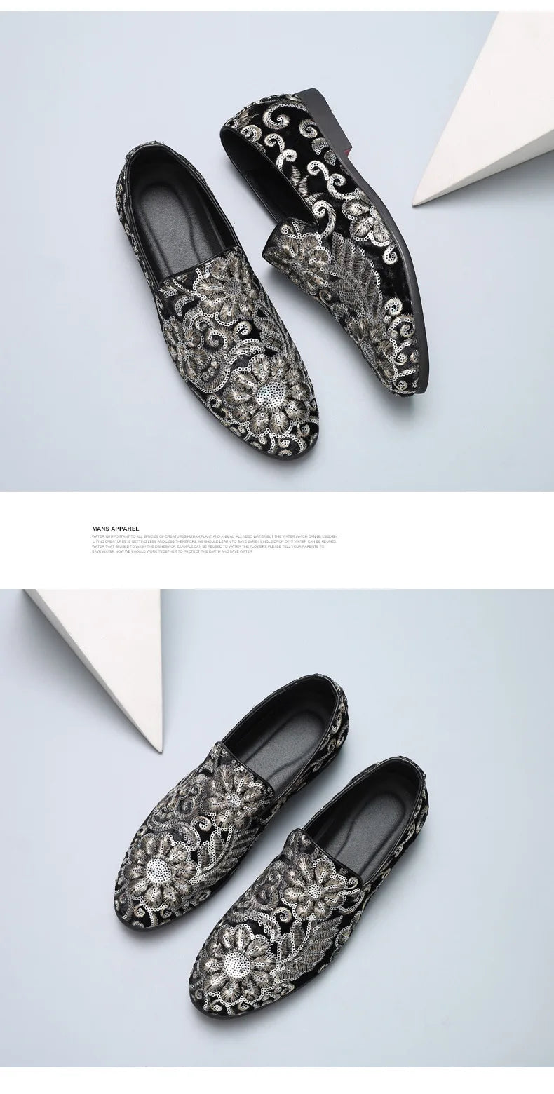 Designer Men's Dress Shoes Luxury Embroidery Men Loafers Italian Brand Wedding Shoes Fashion Party Shoes for Men Oxford Shoe New