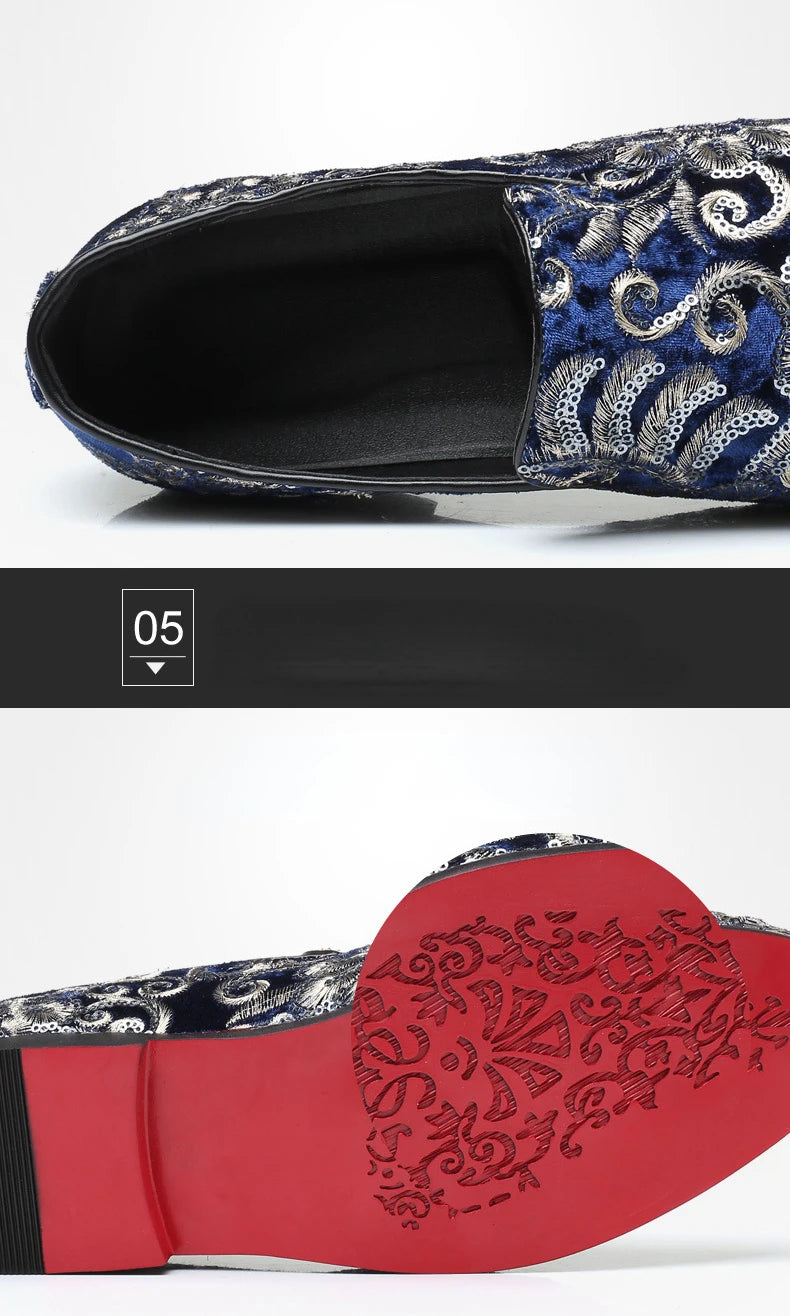 Designer Men's Dress Shoes Luxury Embroidery Men Loafers Italian Brand Wedding Shoes Fashion Party Shoes for Men Oxford Shoe New