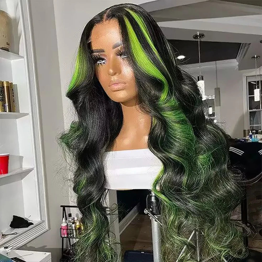 13X6 Lace Front Wig Highlight Black with Red Blonde Wig Synthetic 13x4 Lace Front Wigs Pre Plucked With Hairline Women's Wig