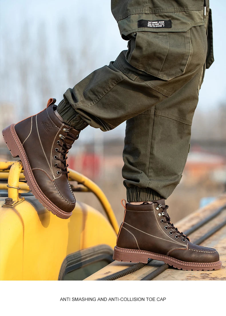 Latest Design Winter Plush Safety Boots Men Waterproof Steel Toe Indestructible Shoes Anti Smashing Puncture Proof Male Footwear