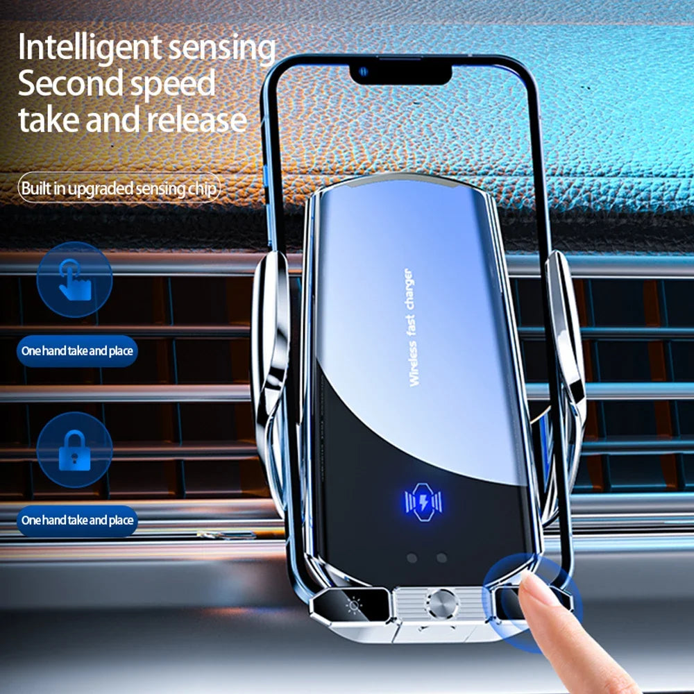 Car Phone Holder Wireless Charger For iPhone 12 13 14 15 Pro Max Sucker For Windshield Dashboard Air Vent Fast Charging Station