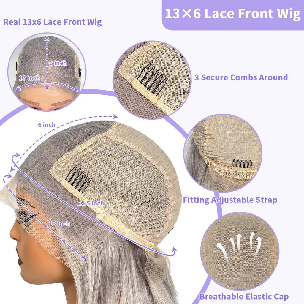 LUX VOGUE Brown Diamond Sheen Balayage Color 100% Virgin Hair Wig 260% Density Beachy Waves  13x6 Upgrade Nude Color Lace Wig