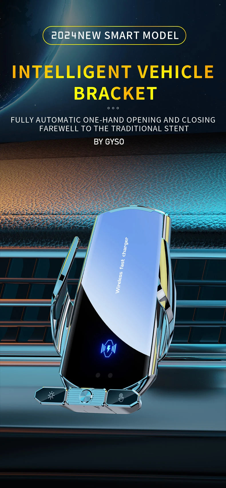 Car Phone Holder Wireless Charger For iPhone 12 13 14 15 Pro Max Sucker For Windshield Dashboard Air Vent Fast Charging Station