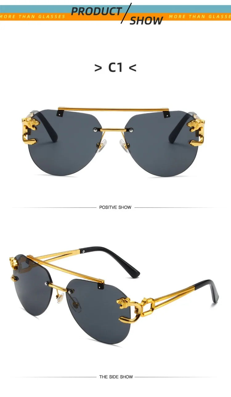 Rimless Vintage Sunglasses for Women Luxury Oversized Fashion Glasses Pilot Gradient Outdoor Shades Sun Glasses Gafas De Sol