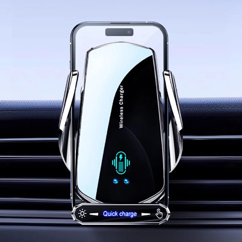 Wireless Charger Car Mount Cell Phone Holder Mobile Support For Car Holder Automotive Electric Induction Auto Clamping For Phone