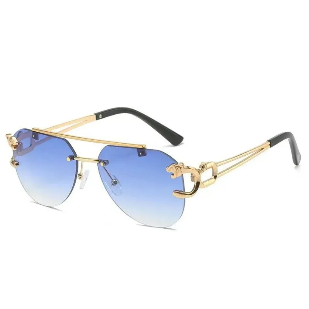 Rimless Vintage Sunglasses for Women Luxury Oversized Fashion Glasses Pilot Gradient Outdoor Shades Sun Glasses Gafas De Sol
