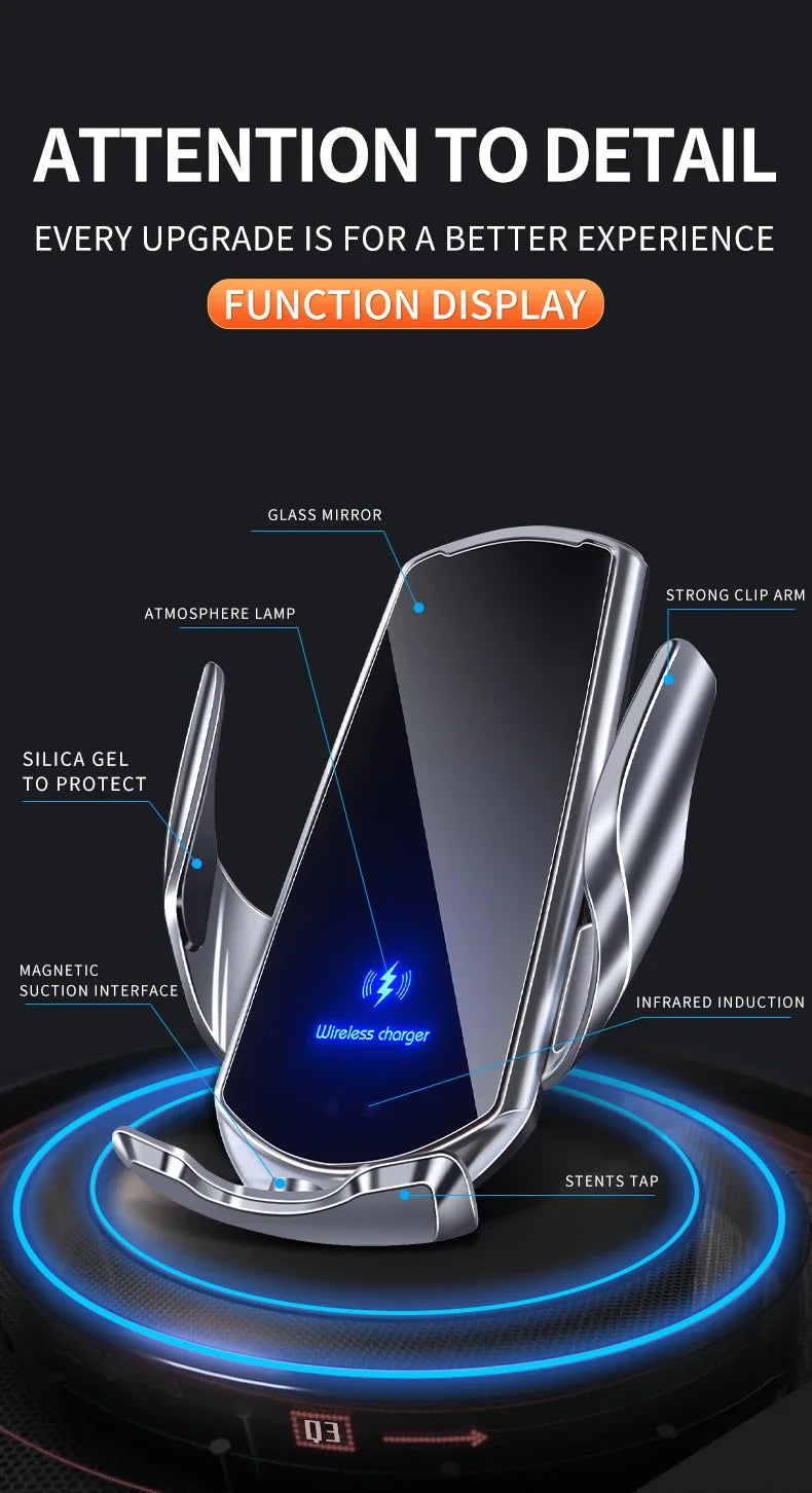 30W Car Wireless Charger Magnetic Automatic Car Mount Phone Holder Mobile Phone Accessrios Infrared Induction for iPhone Xiaomi