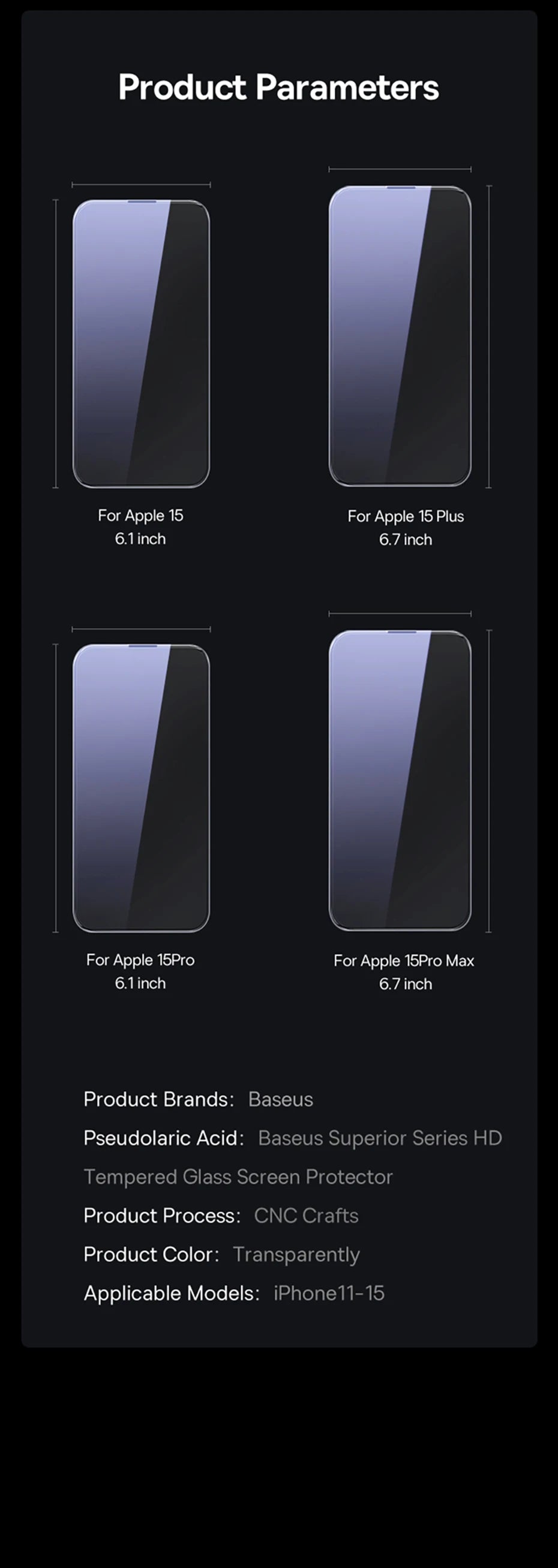 Baseus Tempered Glass for iPhone 17 16 Pro Max Screen Protector for iPhone 15 14 13 12 11 Pro Max Clear Edge Anti-Peeping Film