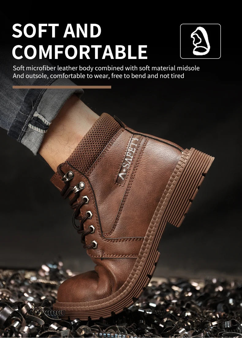 Latest Design Winter Plush Safety Boots Men Waterproof Steel Toe Indestructible Shoes Anti Smashing Puncture Proof Male Footwear
