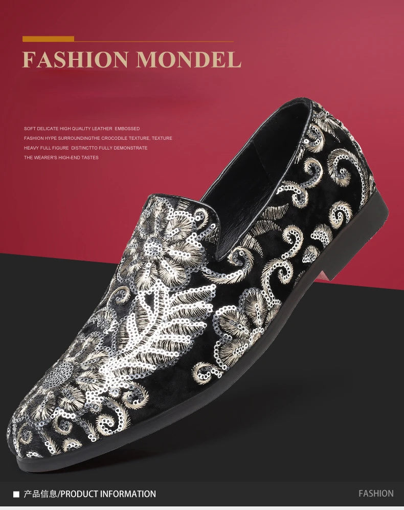 Designer Men's Dress Shoes Luxury Embroidery Men Loafers Italian Brand Wedding Shoes Fashion Party Shoes for Men Oxford Shoe New