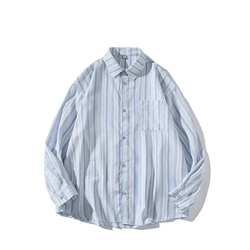 New Striped Long Sleeve Shirt for Men & Women | Trendy Fall Button-Down Shirt | Casual & Office Wear | Lapel Collar Fashion Top