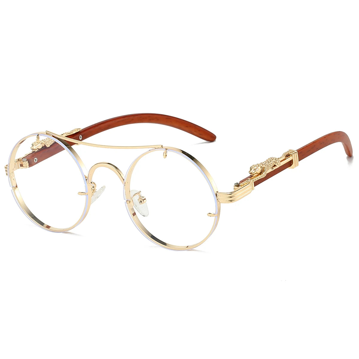KAMMPT Vintage Round Sunglasses Men Fashion Double Bridge Multicolor Shades Women Retro Trendy Brand Luxury Design Sun Glasses