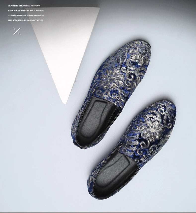 Designer Men's Dress Shoes Luxury Embroidery Men Loafers Italian Brand Wedding Shoes Fashion Party Shoes for Men Oxford Shoe New