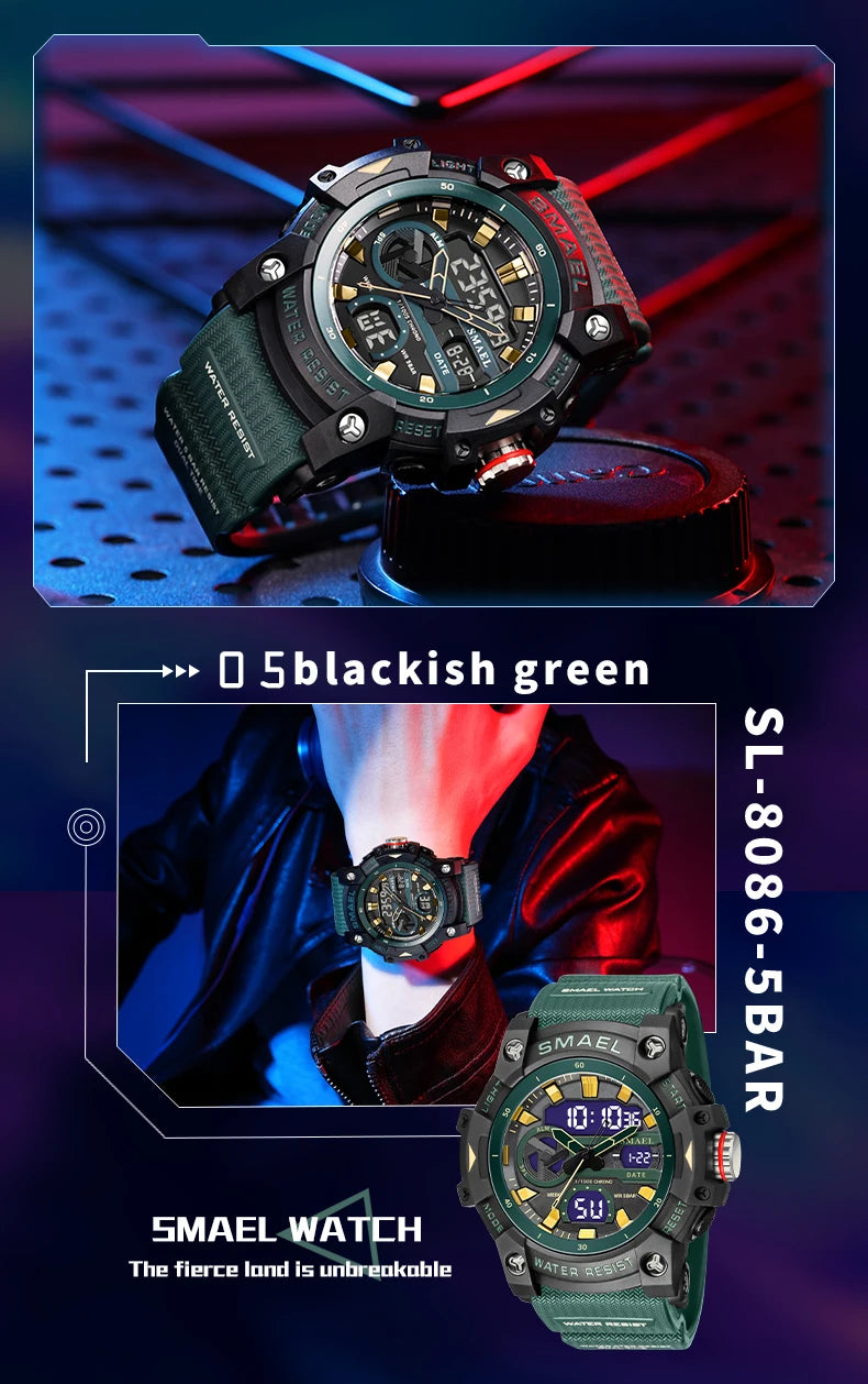 Sport Watches Waterproof SMAEL Brand Dropshipping Watch Stopwatch Alarm Clock 8086 Young Fashion Quartz Wristwatches