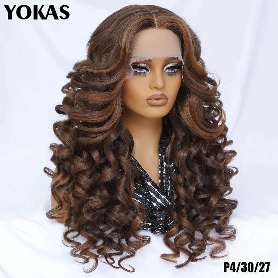 24 Inch Synthetic Lace Front Wigs For Afro Women Curly Afro Lace Front Wigs for Black Women High Temperature Fiber Wigs