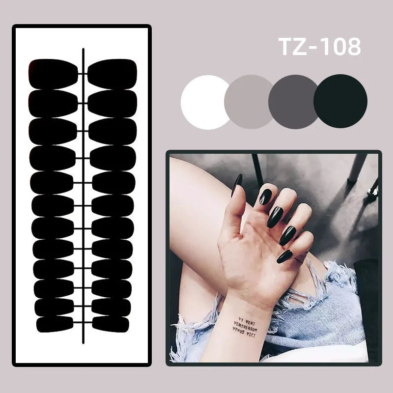 24pcs Blue Gradient Press on Nails Finished Golden Flower Coffin False Nail Tips Long Ballet Fake Nail with Pearl Design Nails