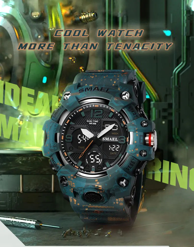 SMAEL Military Watch for men 50M Waterproof Clock Male S Shock 8008 electronics Digital Watches LED Men's Watches Military Army