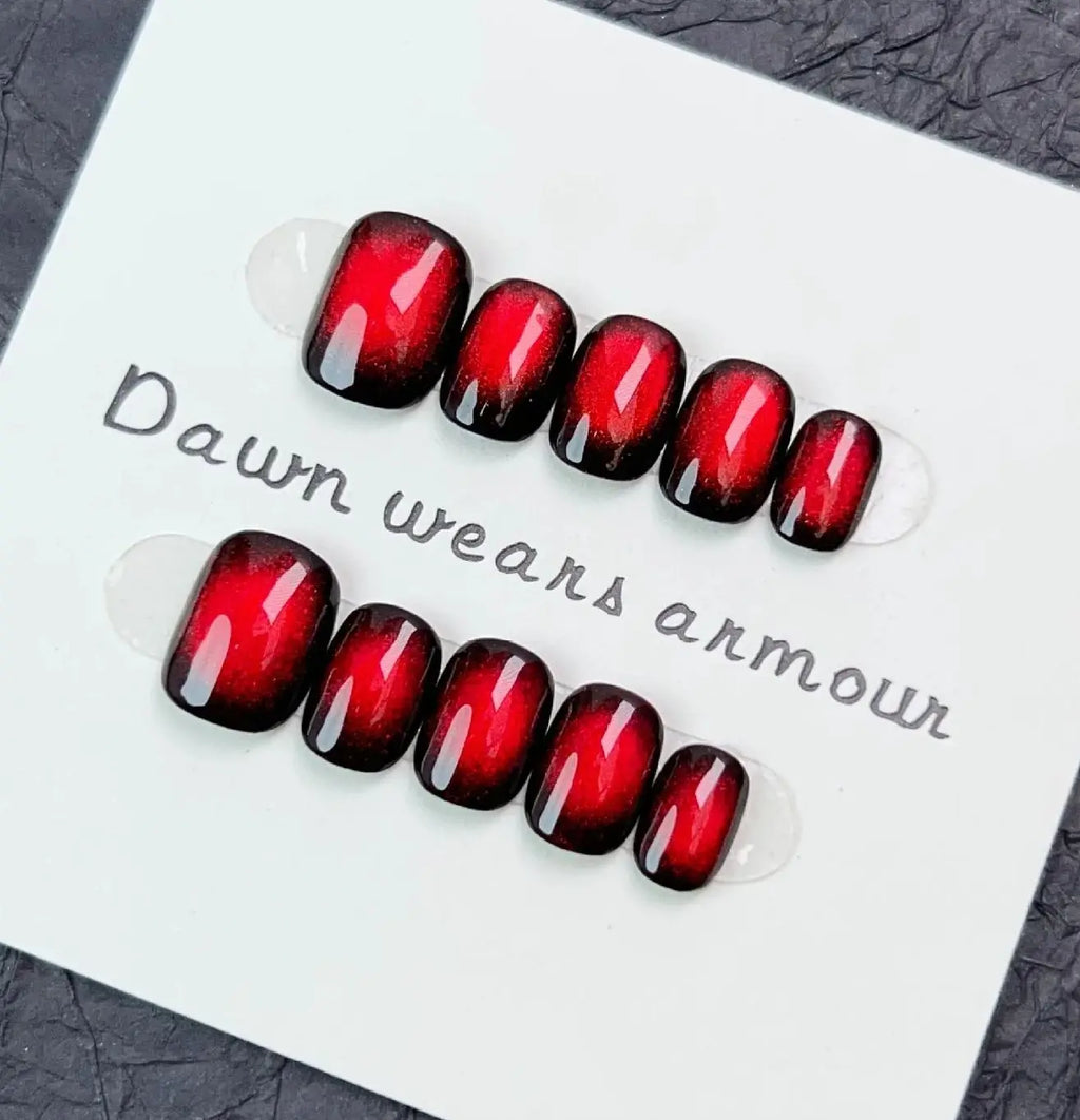 Handmade Cat-eye Press on Nails Short False Nails Full Cover Stick on Nail Tips Artificial Reusable Fake Nails for Women