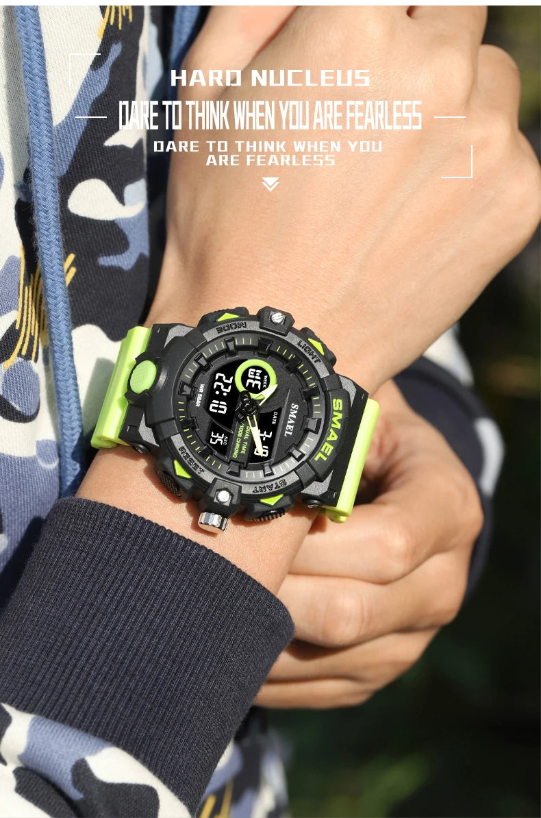 SMAEL Multifunctional LED Light Digital Sport Watch Mens Casual Student Stopwatch Clendar Clock Quartz Analog Wristwatches 8081