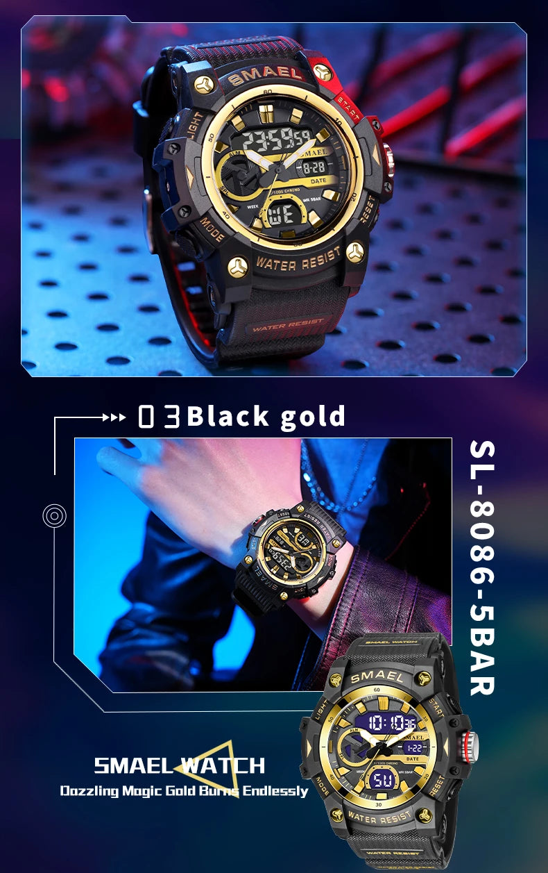 Sport Watches Waterproof SMAEL Brand Dropshipping Watch Stopwatch Alarm Clock 8086 Young Fashion Quartz Wristwatches