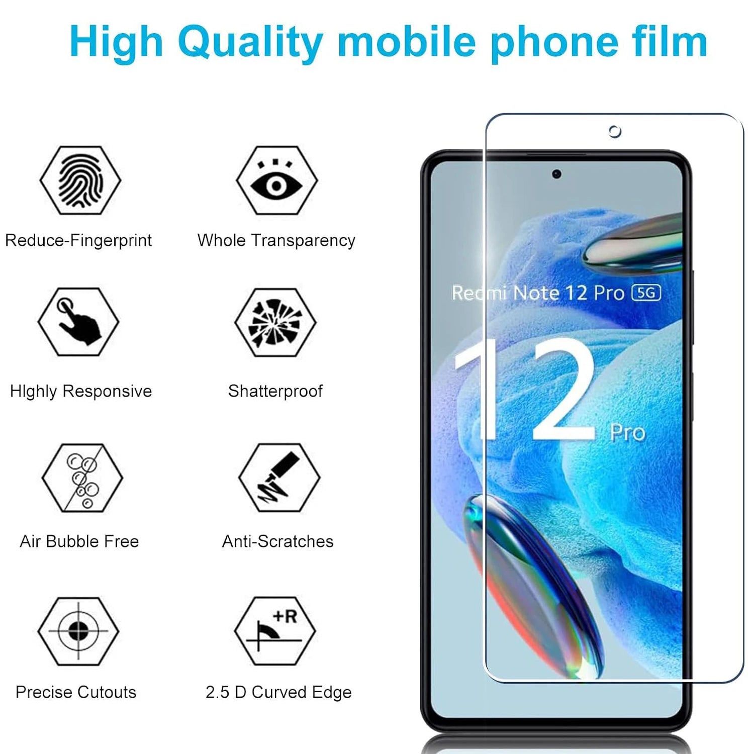 For Xiaomi Redmi Note 12 Pro 5G 4G Tempered Glass Screen Protector Glass Film