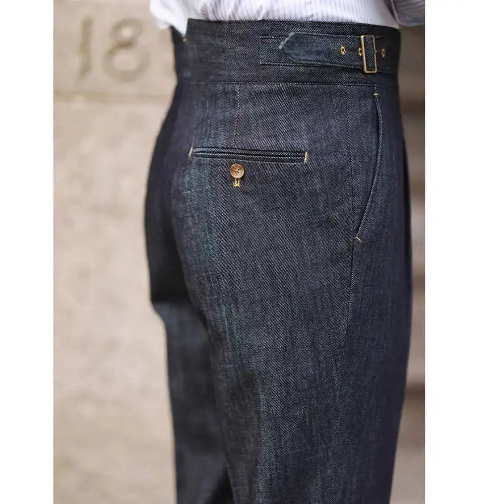 2022 Fashion Mens Dress Pant High Waist Straight Pants Men Spring  Business Versatile Belt Trouser Gentleman Paris Button Pant