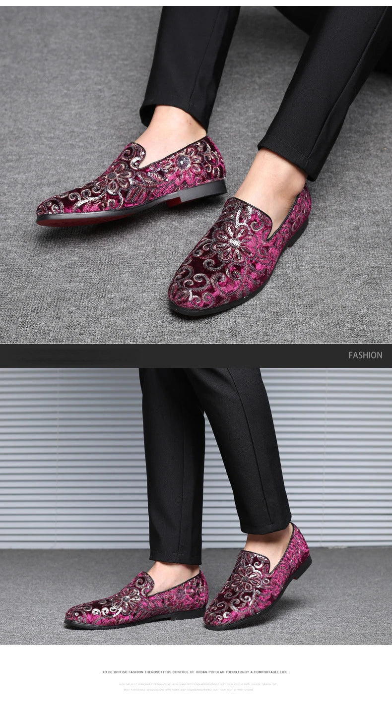Designer Men's Dress Shoes Luxury Embroidery Men Loafers Italian Brand Wedding Shoes Fashion Party Shoes for Men Oxford Shoe New