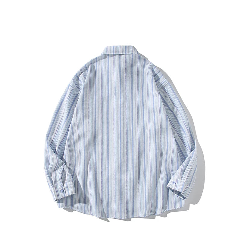 New Striped Long Sleeve Shirt for Men & Women | Trendy Fall Button-Down Shirt | Casual & Office Wear | Lapel Collar Fashion Top