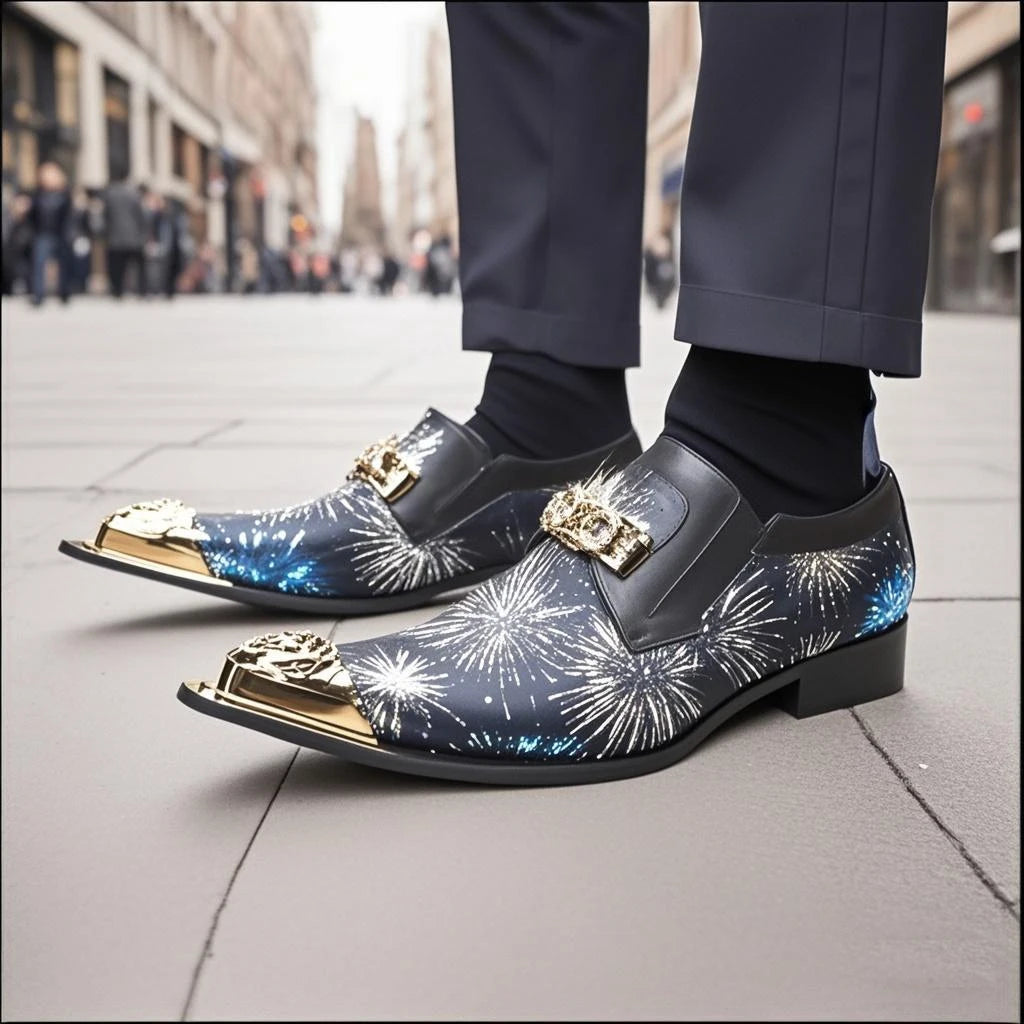 COOGERLOVE Luxury Business Men Dress Shoes Handmade Genuine Leather Slip On Italian Wedding Flats Oxfords Shoes For Men Sapatos