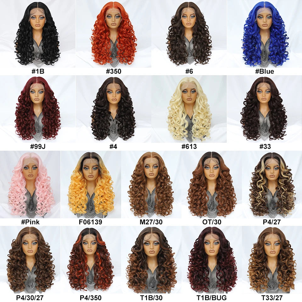 24 Inch Synthetic Lace Front Wigs For Afro Women Curly Afro Lace Front Wigs for Black Women High Temperature Fiber Wigs