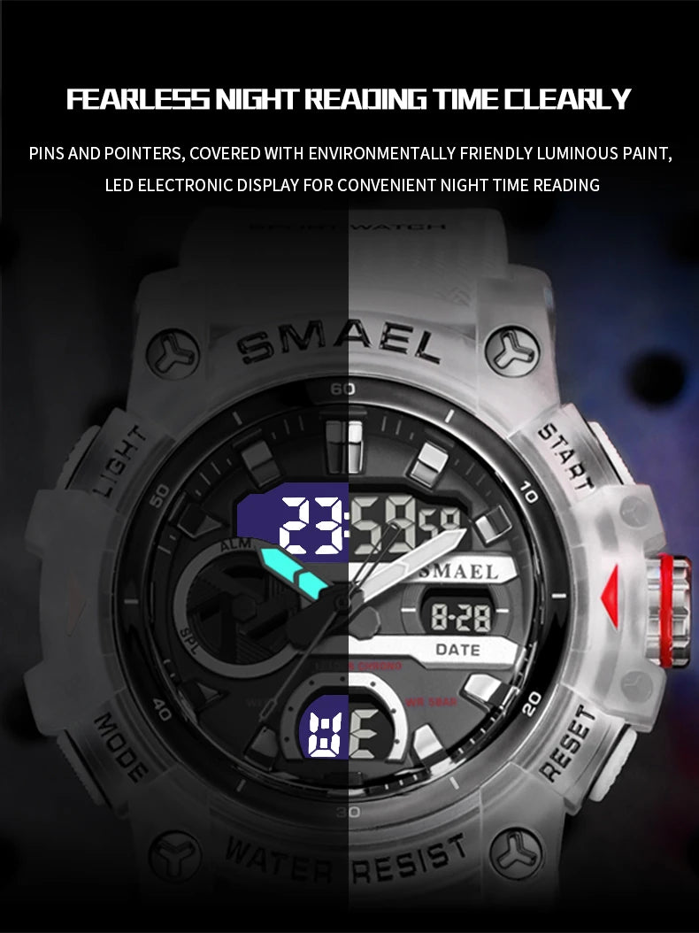 Sport Watches Waterproof SMAEL Brand Dropshipping Watch Stopwatch Alarm Clock 8086 Young Fashion Quartz Wristwatches