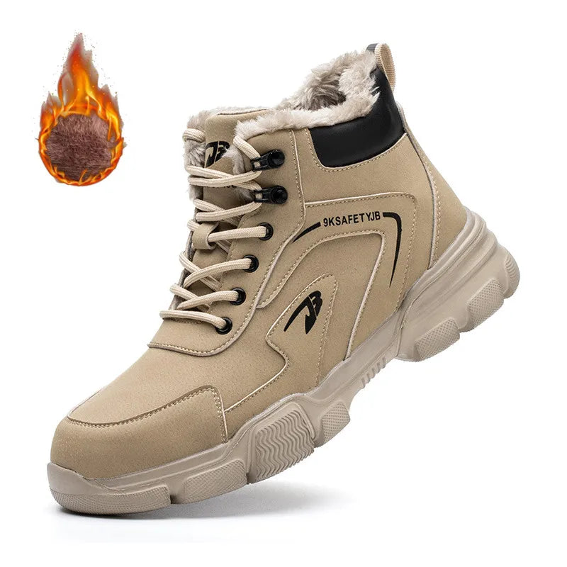 Latest Design Winter Plush Safety Boots Men Waterproof Steel Toe Indestructible Shoes Anti Smashing Puncture Proof Male Footwear