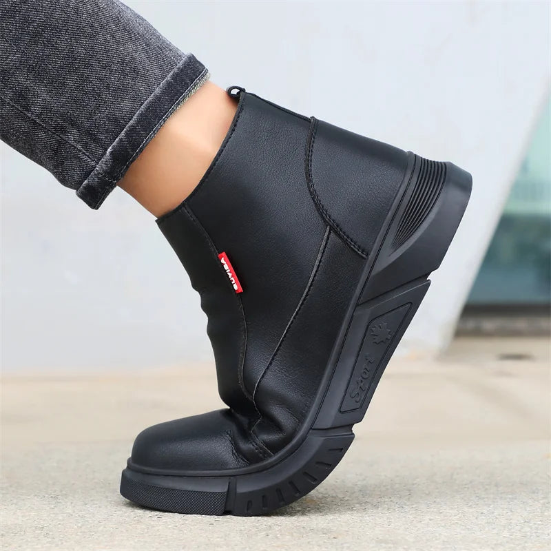 Latest Design Winter Plush Safety Boots Men Waterproof Steel Toe Indestructible Shoes Anti Smashing Puncture Proof Male Footwear