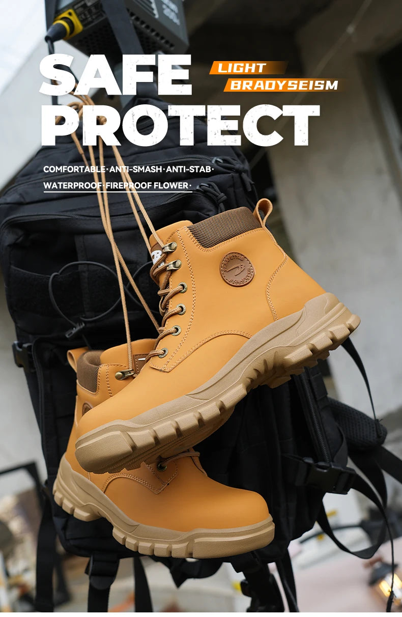 Men Protective Boots Steel Toe Shoes Anti-smash Anti-puncture Work Boots Safety Shoes Indestructible Winter Boots Waterproof