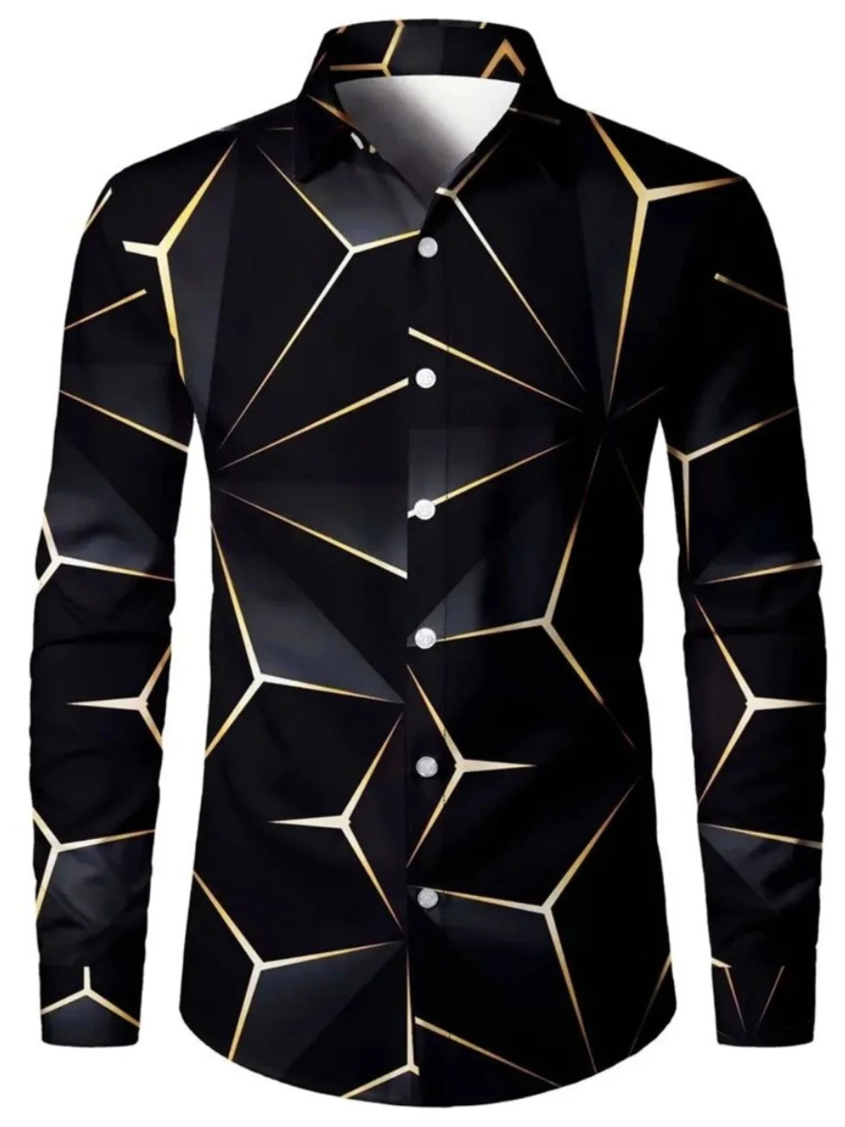 Men's Autumn Long Sve Printed irt Loose Fit Breathable Youthful Sle Casual Wear Comfortable Polyester Fabric