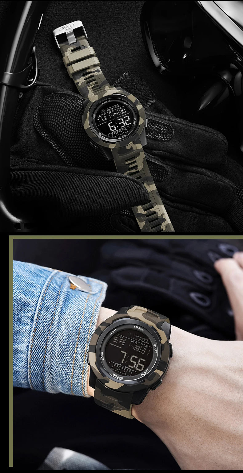 Military Watch Men Sports Watches Digital LED 50M Wateproof 8105C S Shock Resistant Military Watches Amry Men's Wristwatches