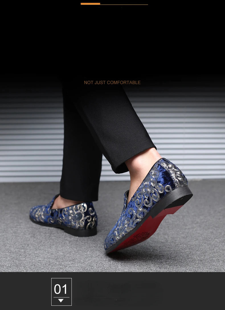 Designer Men's Dress Shoes Luxury Embroidery Men Loafers Italian Brand Wedding Shoes Fashion Party Shoes for Men Oxford Shoe New