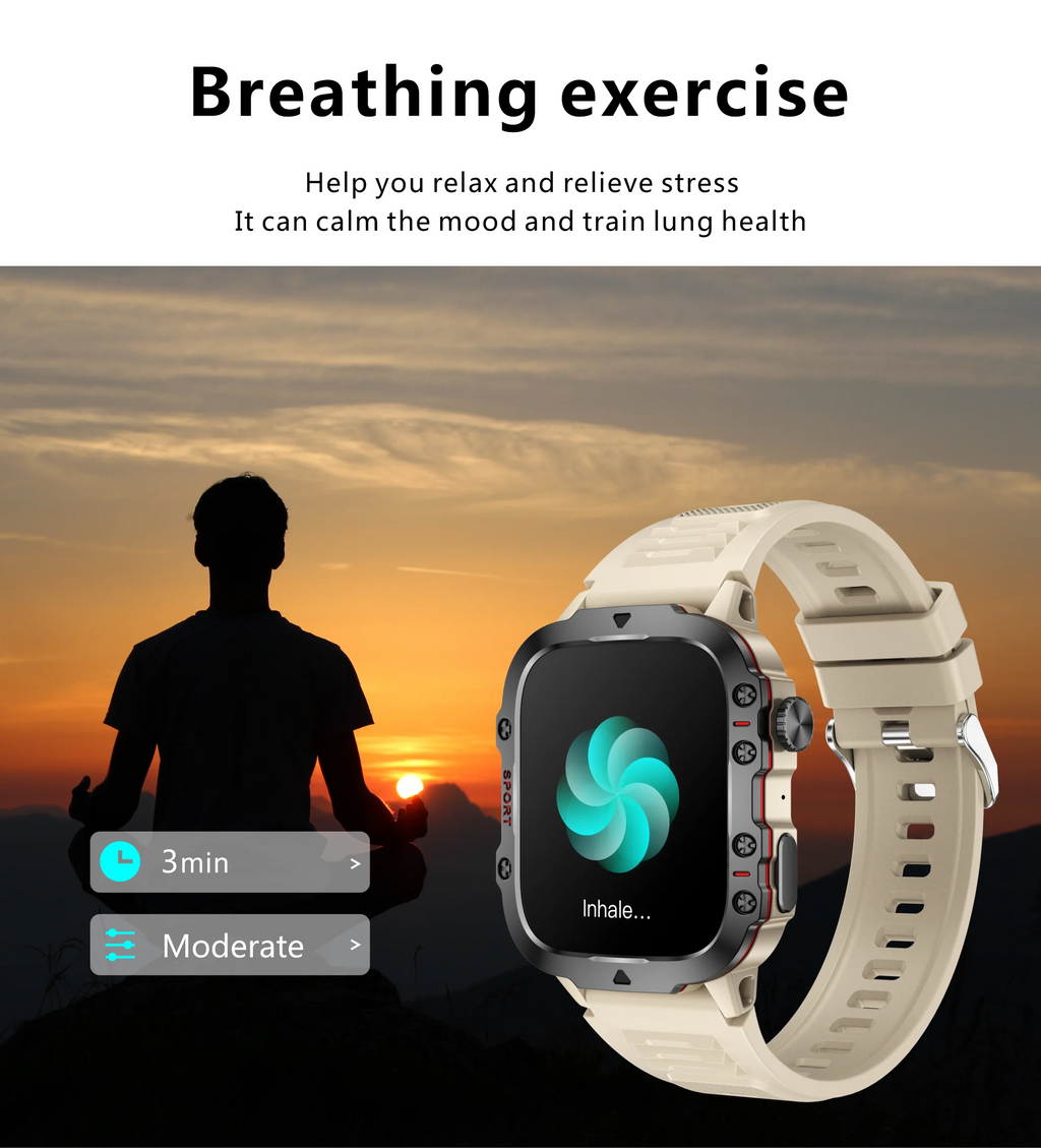 2025 Rugged Military Smart Watch Men Outdoor Watches lP68 Waterproof 2.01" Al Voice Bluetooth Call Smartwatch For Android lOS
