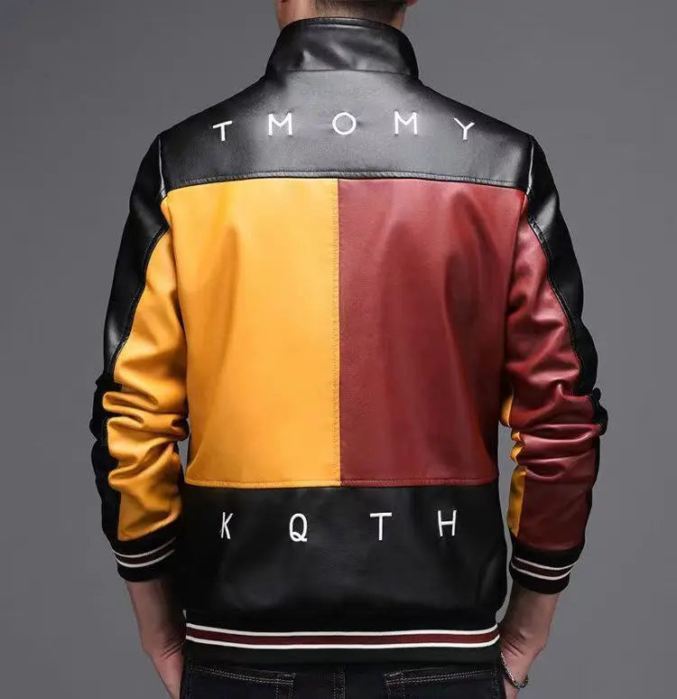 2024 Winter New PU Leather Men's Jackets Winter Fake Fur One Jacket Thickened Warm Turn Collar Coat Men's Padded Leather Jacket
