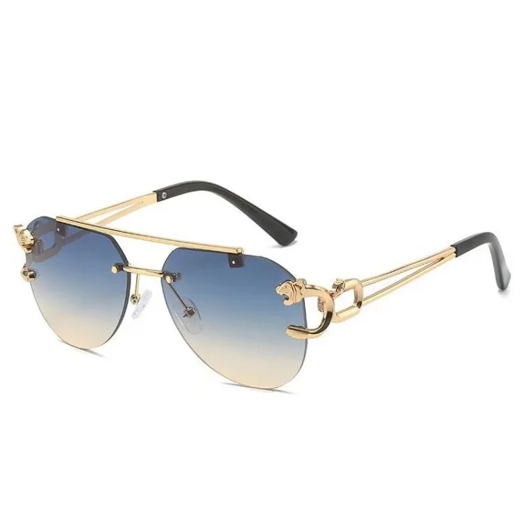 Rimless Vintage Sunglasses for Women Luxury Oversized Fashion Glasses Pilot Gradient Outdoor Shades Sun Glasses Gafas De Sol