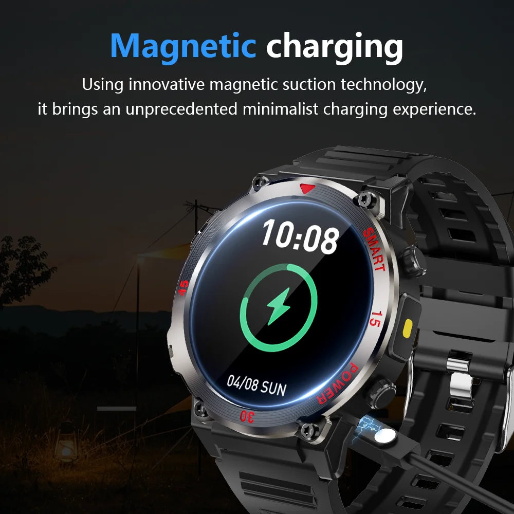 LAXASFIT 2025 New Durable Men's Smart Watch Outdoor Sports LED Flashlight High-Definition Screen Bluetooth Call Smartwatch