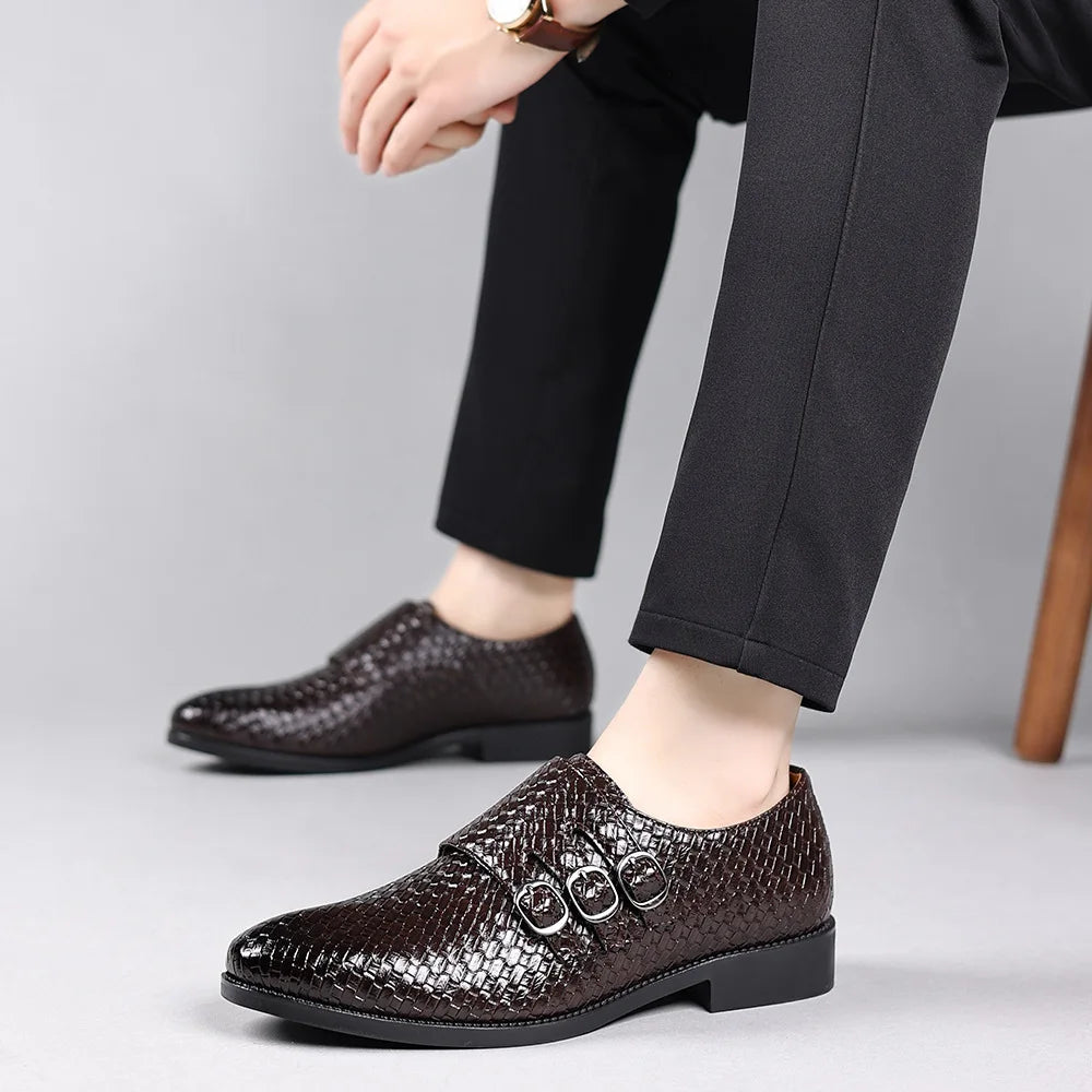 Knit Men's Leather Shoes Formal Business Dress Shoes for Men Classic Casual  Luxury Formal Shoes Derby Party Oxford Men Footwear