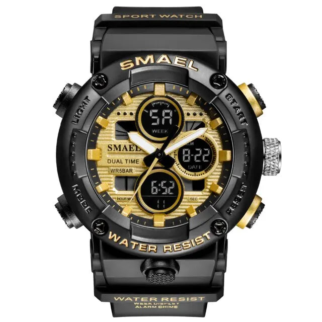 SMAEL Watch Men Waterproof LED Digital Watches Stopwatch Big Dial Clock For Male 8038 Sport Men Watches Quartz