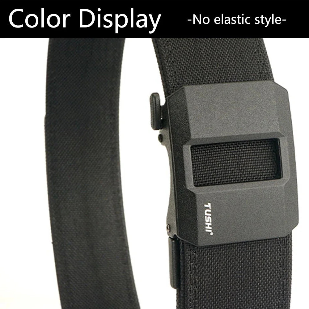 TUSHI Brand 4.3CM Wide double-layer reinforced automatic buckle training quick hanging pistol belt Mens nylon outdoor leisure