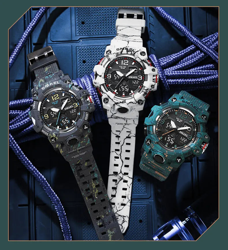 SMAEL Military Watch for men 50M Waterproof Clock Male S Shock 8008 electronics Digital Watches LED Men's Watches Military Army