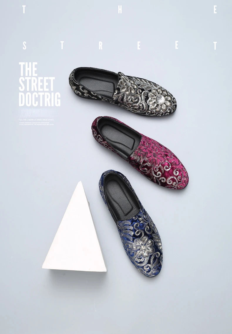 Designer Men's Dress Shoes Luxury Embroidery Men Loafers Italian Brand Wedding Shoes Fashion Party Shoes for Men Oxford Shoe New